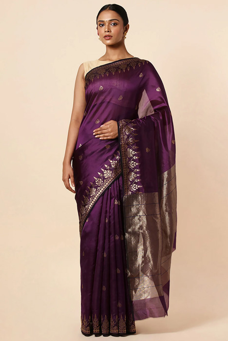 Handwoven Purple Chanderi Saree