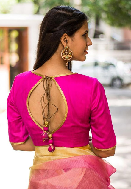 Leaf Shape Back Neck Design For Blouse