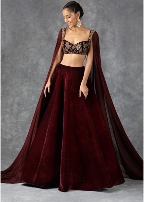 Manish Malhotra Wine Lehenga Set