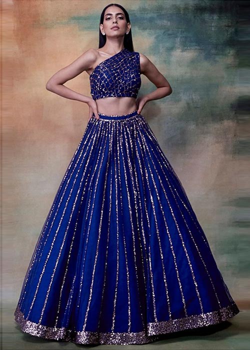 Midnight Blue Sequin Work Lehenga