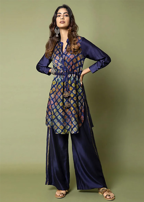 Navy Blue kurta and matching palazzos