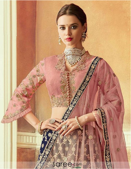 Peach V-Neck Bell Sleeves Blouse Design