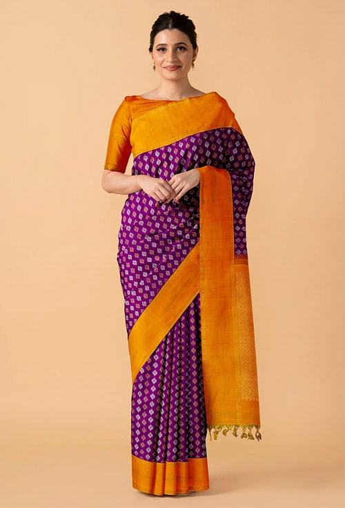 Violet Kanjeevarm Saree