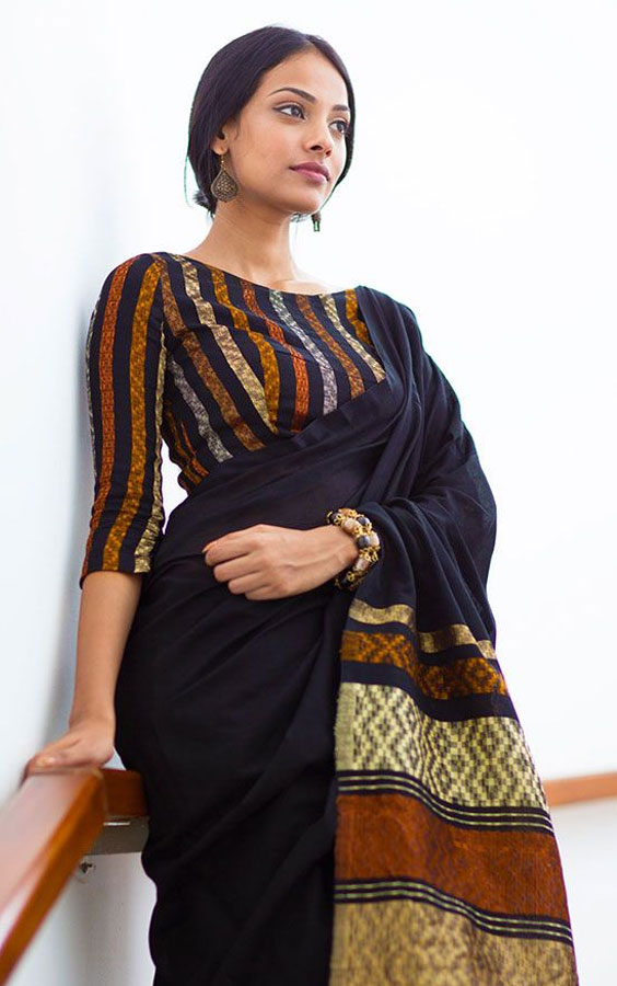 Black Boat Neck Blouse