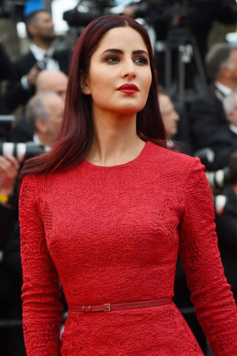 katrina in red outfit