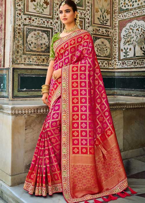 Traditional red Bandhni Saree