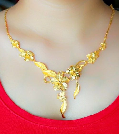 Floral Short Length Gold Plated Design