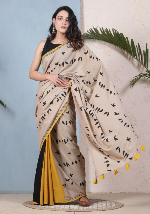 Animal Beige Half Saree