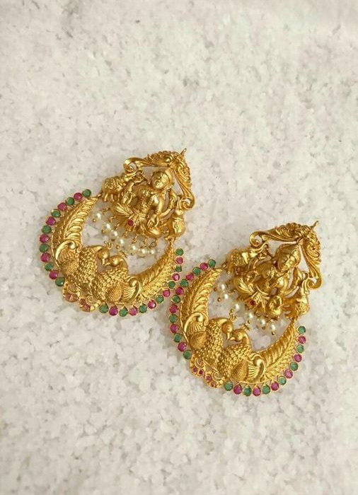 Temple Design Chandbali Earrings