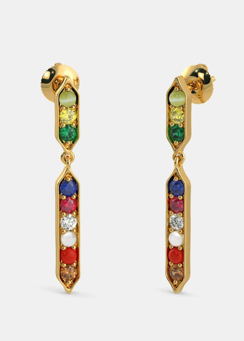 Long Navratna Earrings