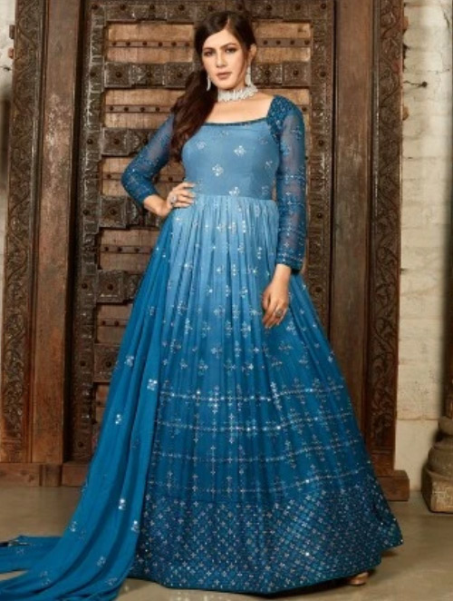 Floor Length Blue Gown