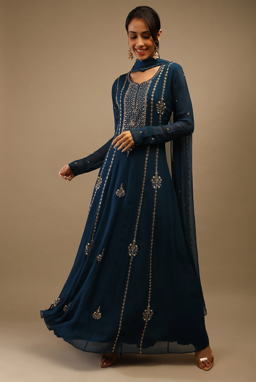 Zari Work Blue Anarkali