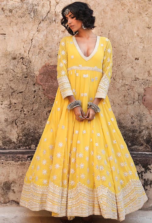 Yellow Embroidered Gown