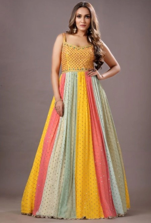 Multicolor Embroidered Gown