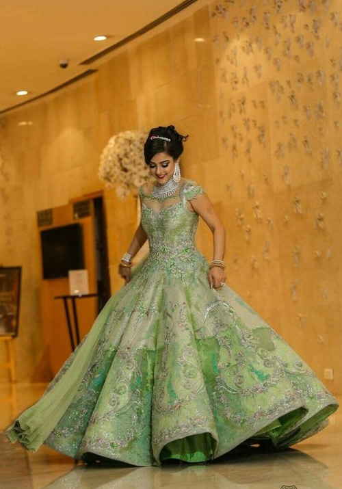 Green Flared Gown