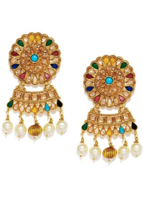 Drop Navratna Earrings