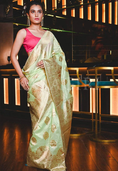 Green Maheshwari Silk Saree