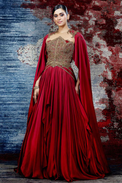 Maroon Satin Gown
