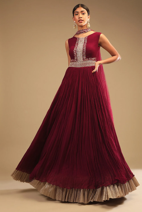 Maroon Anarkali