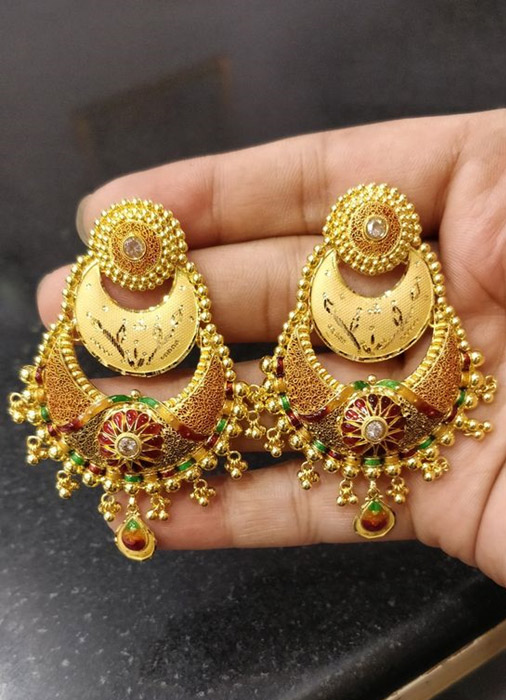 Fancy Gold Chandbali Earrings