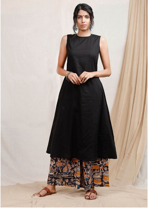 A Line Kurti With Flared Palazzo