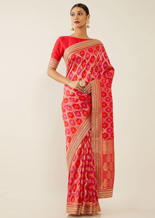 Art Silk Red Saree