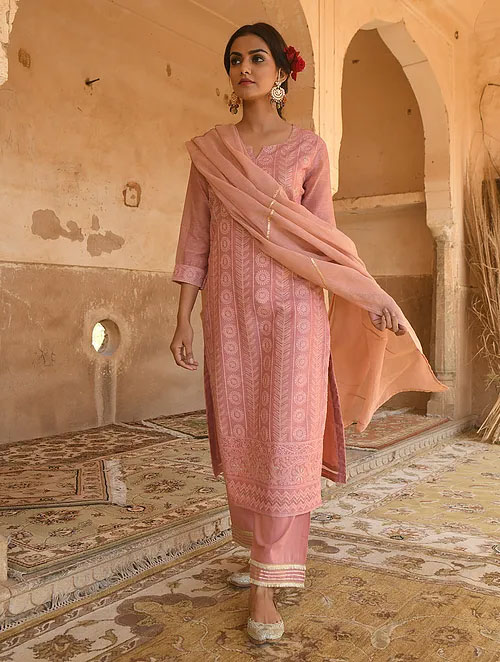 Rose Pink Chanderi Kurti