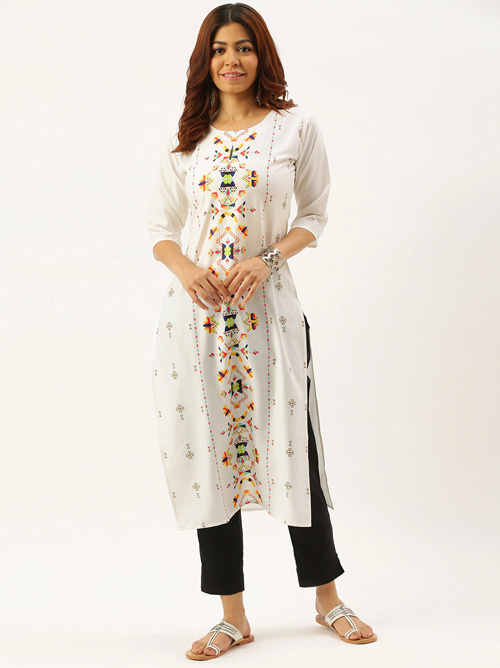 White Printed Kurti