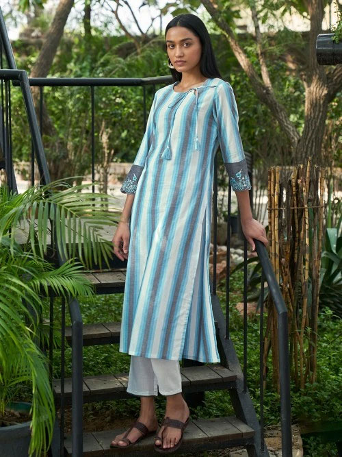 Sky Blue Straight Kurti