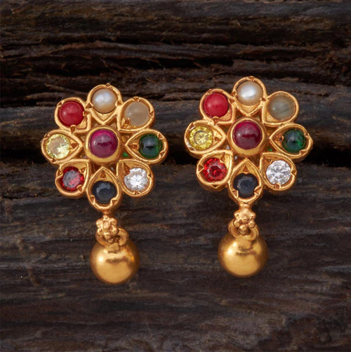 Floral Navratna Earrings