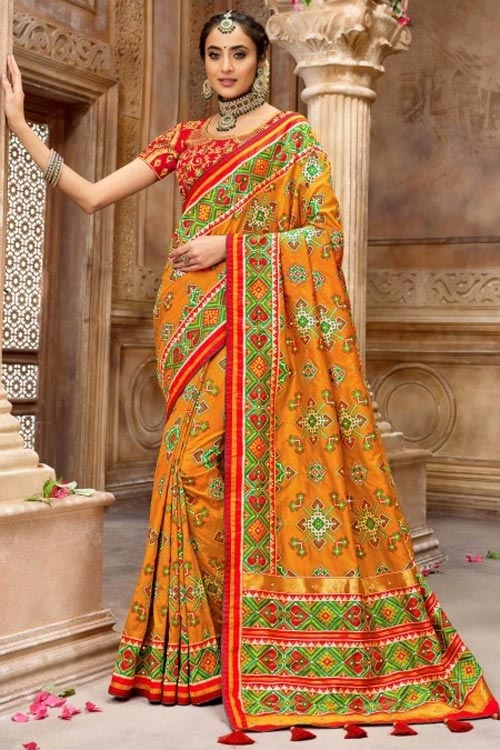 Orange Patola Saree