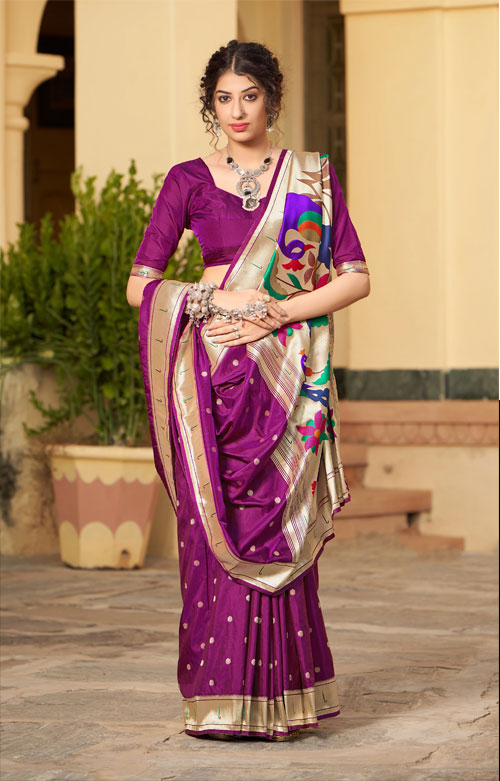 Traditional Wine Silk Saree