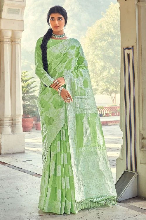 Light Color Chikankari Saree