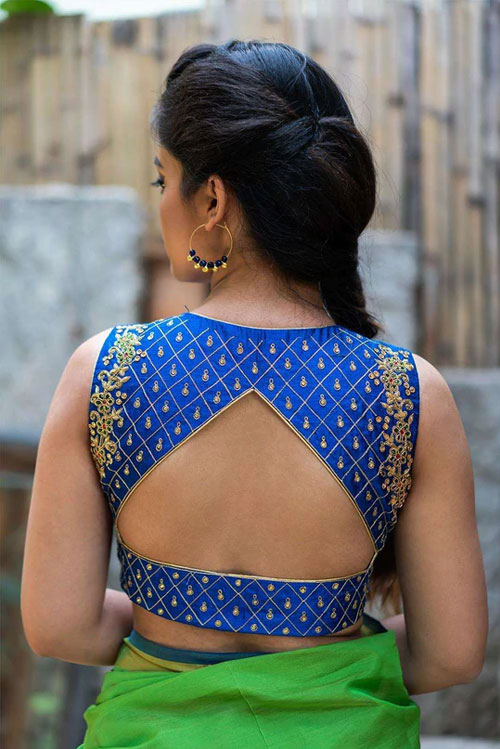 Blue Blouse With Hand Embroidery Work