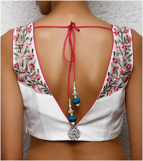 Back V Neck Blouse Design