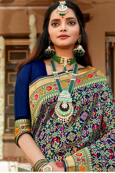 Berry Blue Patola Saree