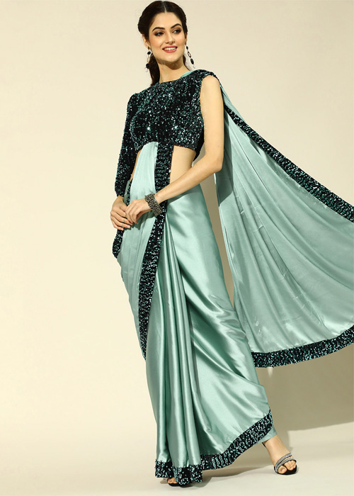 Border Work Crepe Saree