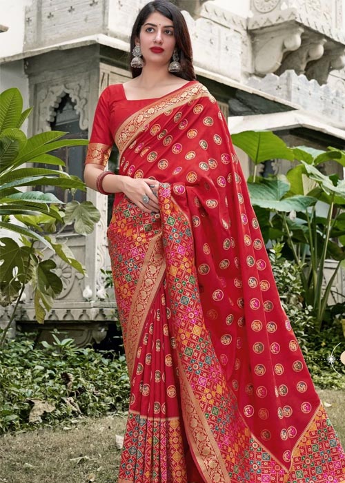Candy Red Patola Saree