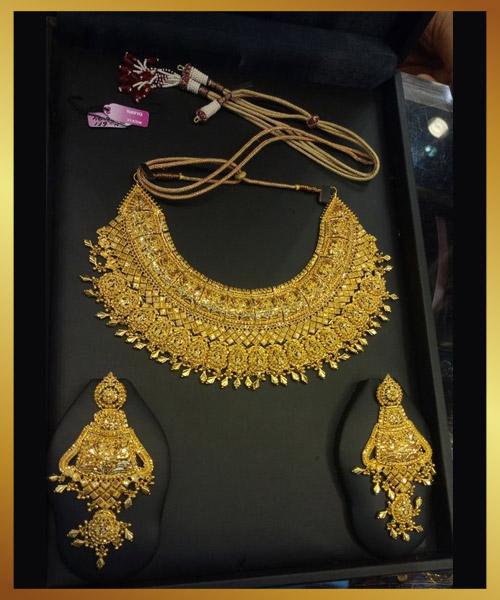 Choker Gold Necklace With Earrings