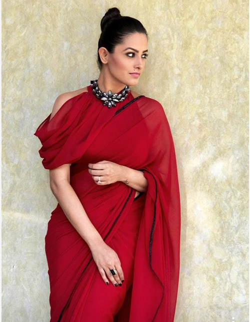 Cold Shoulder Red Blouse Design