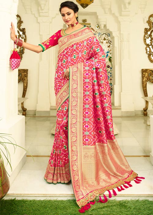 Designer Cranberry Saree With Heavy Work Blouse