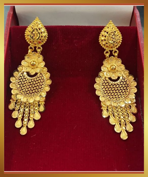 Extra Long Drop Gold Earrings