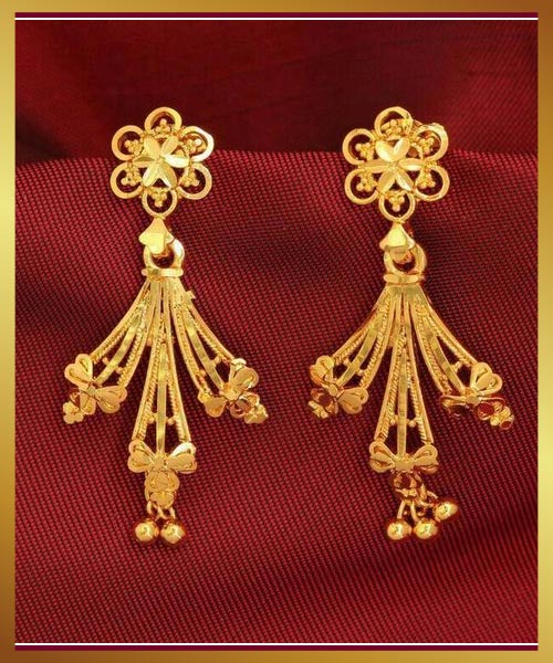 Floral Drop Gold Earrings