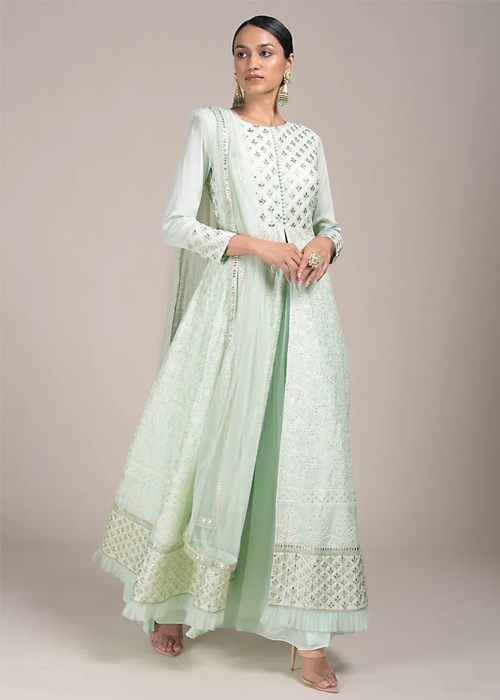 Front Slit Long Chikankari Kurti