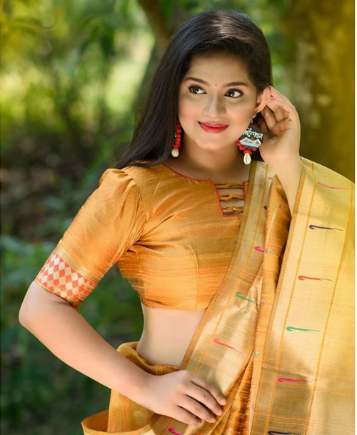 Gold Tone Border Work Blouse Design