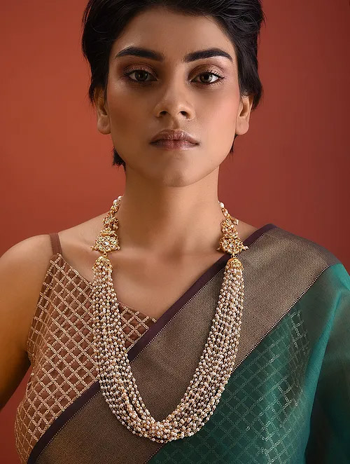 Gold Tone white Pearl Necklace