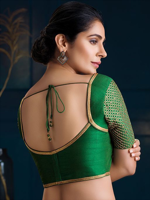Green Blouse With Golden Border