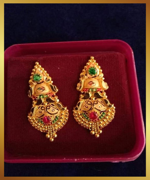 Meenkari Drop Gold Earrings