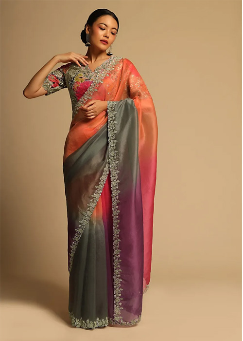 Organza Half Saree With Designer Blouse