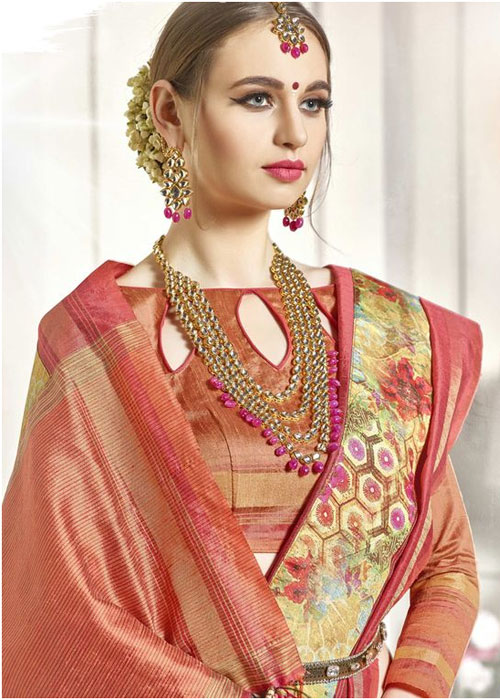 Peach Color Blouse Design